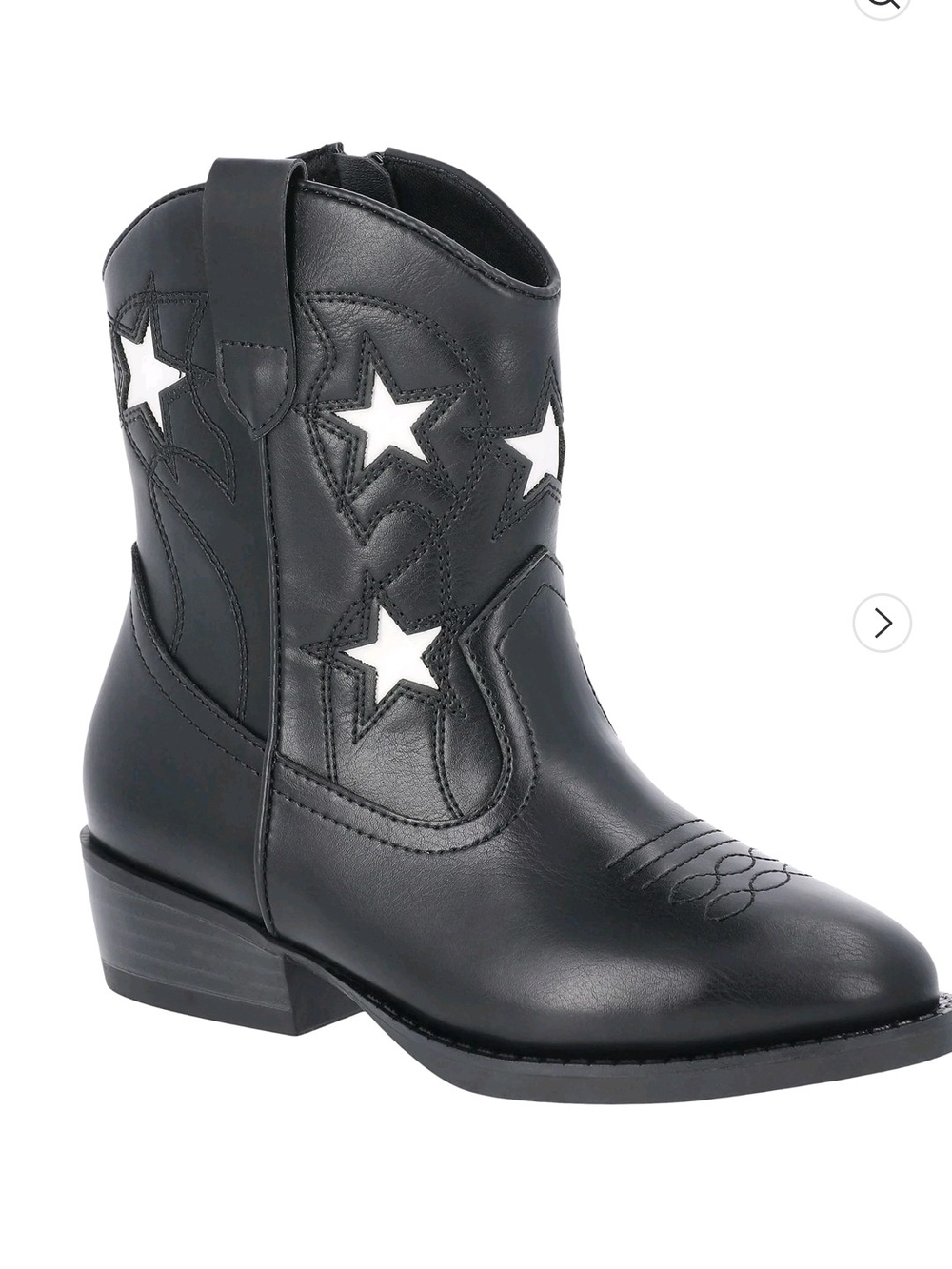 Wonder Nation Black Western-Inspired Ankle Boots with Star Stitching